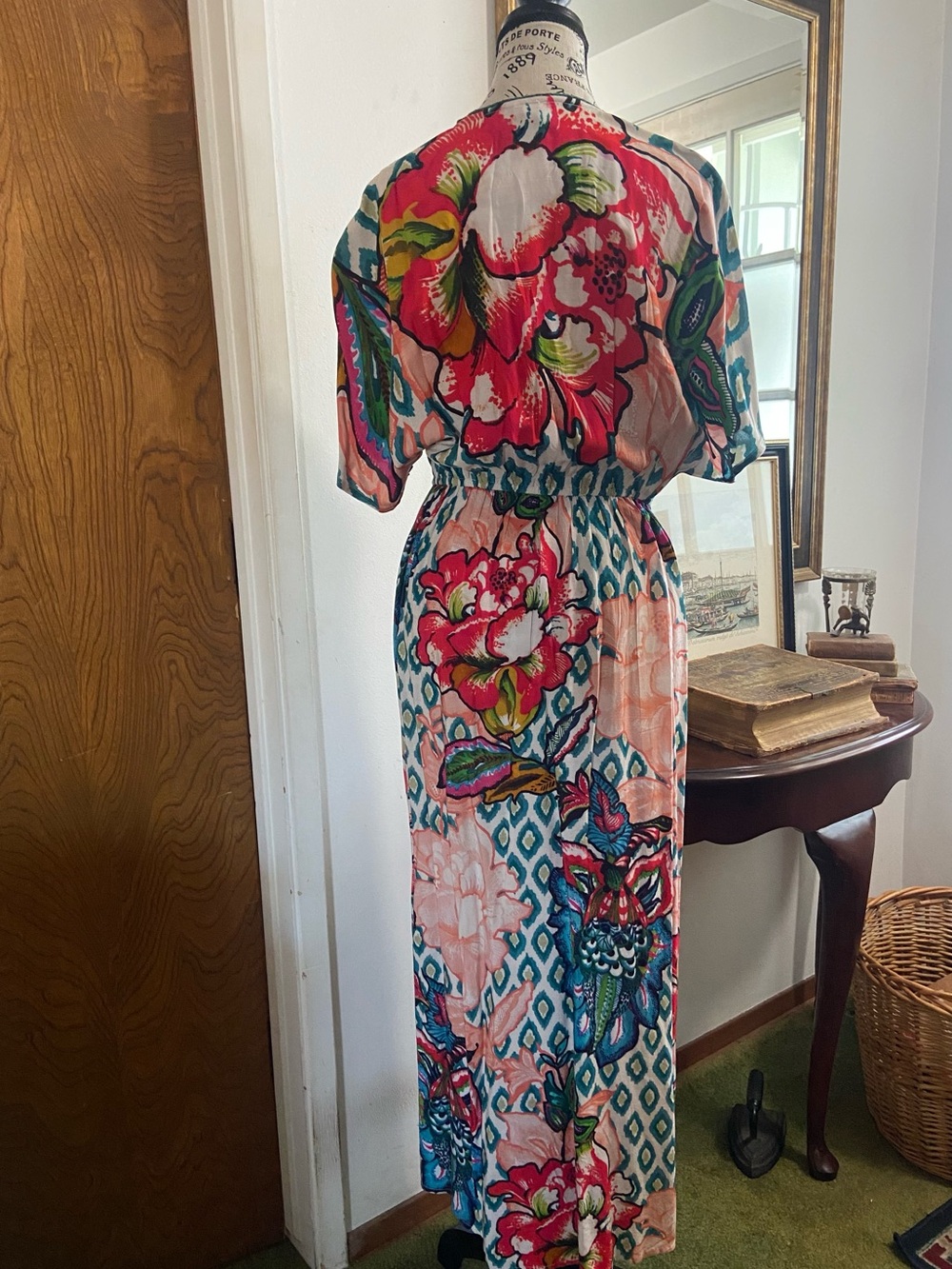 Anthropologie Multi-Color Floral & Ikat Maxi Dress - Picture 2 of 5